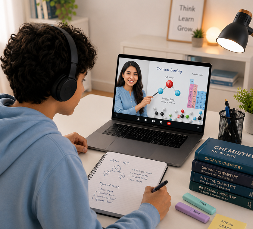 Student in an online tutoring session