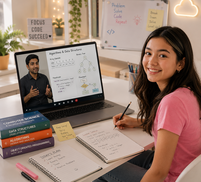 Student in an online tutoring session