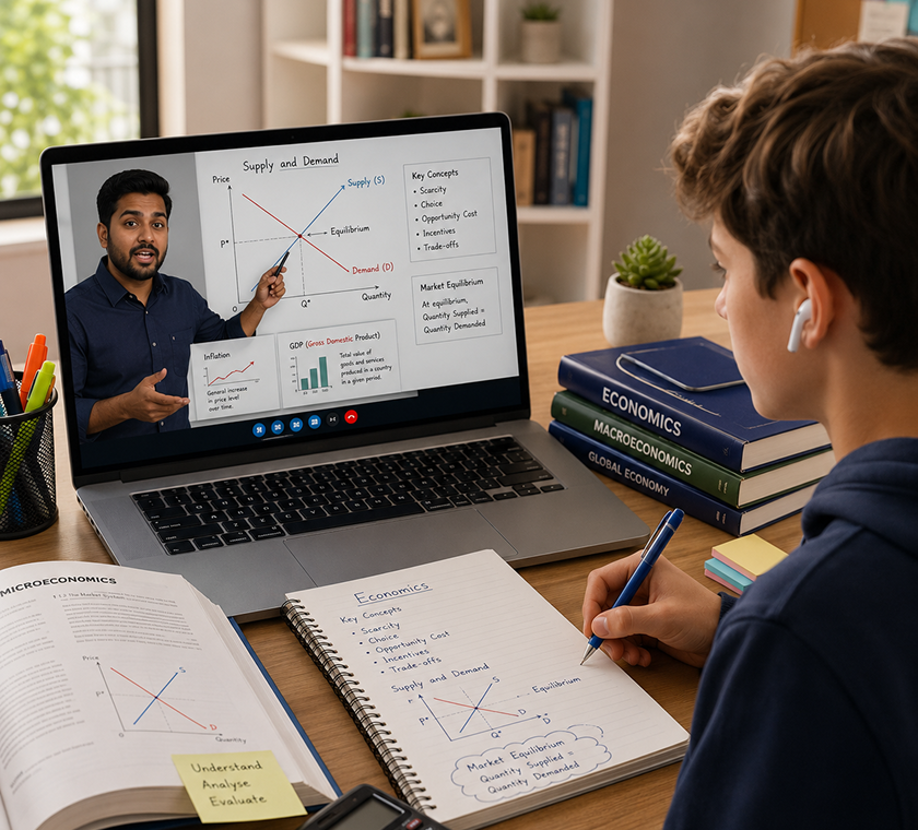 Student in an online tutoring session