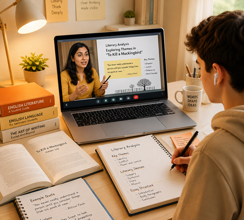 Student in an online tutoring session