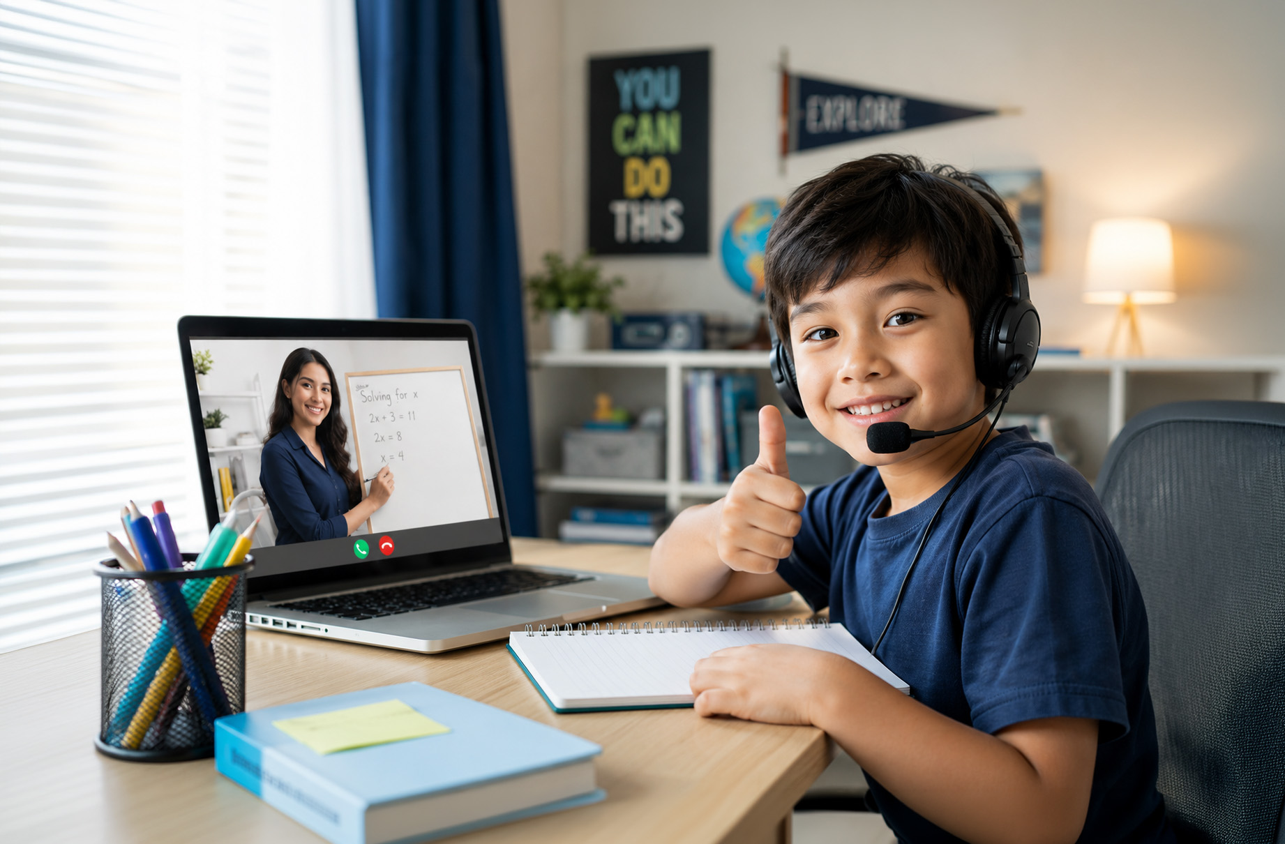 Student in an online tutoring session