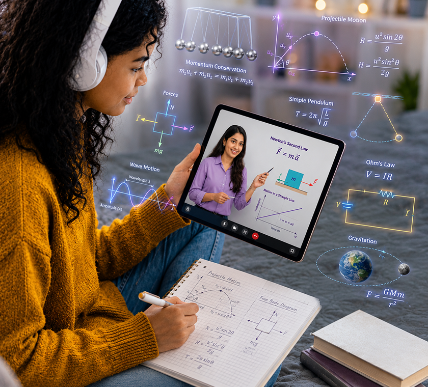 Student in an online tutoring session