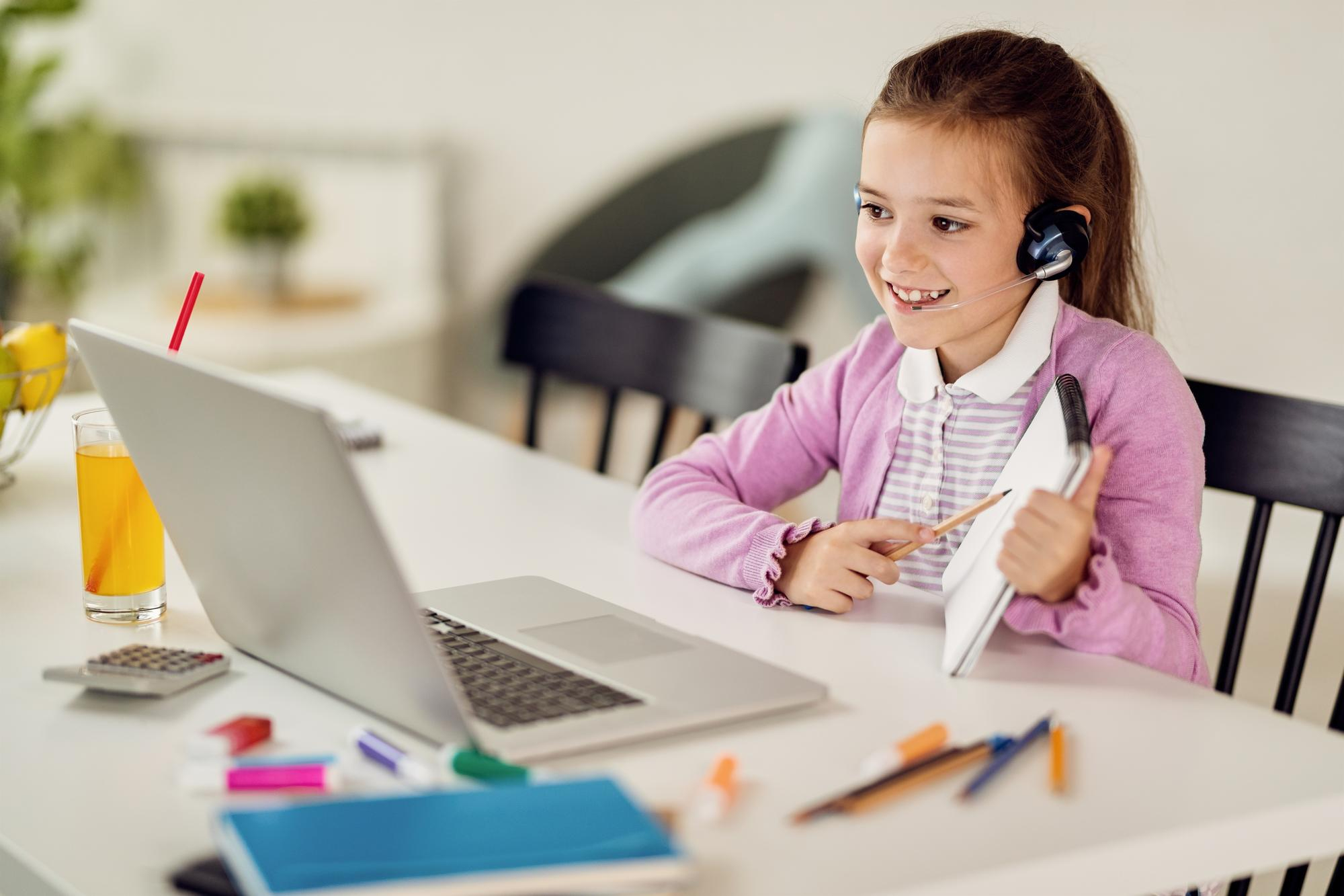 Student in an online tutoring session